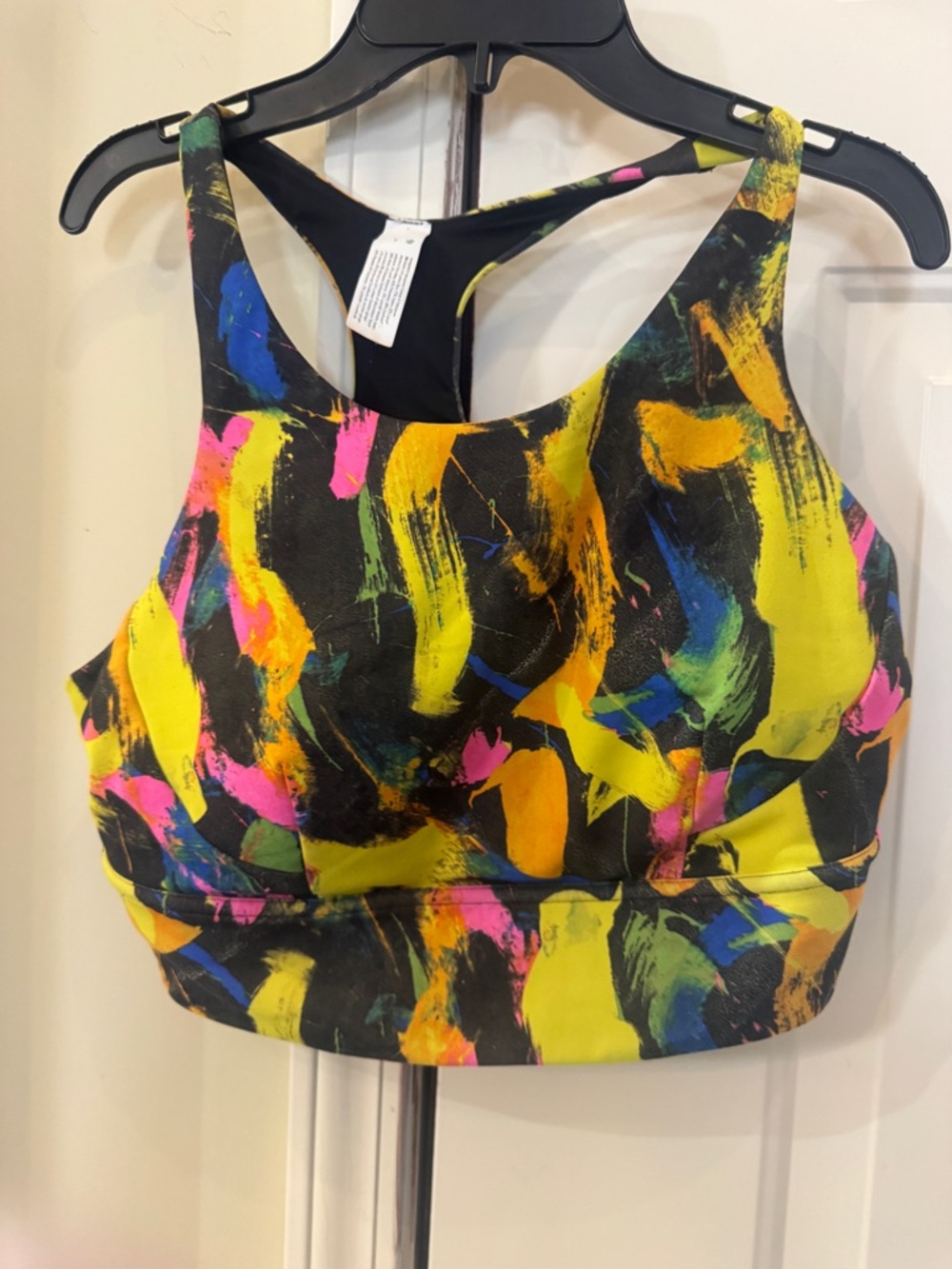 Lululemon Wunder Train Long line Colorful‎ Abstract Crop Sports Bra size 14